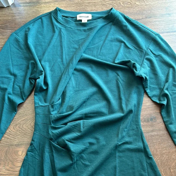 NWT Open Edit Long Sleeve Asymmetric MiniDress | Long Sleeve Dress | Green Dress - Picture 7 of 11